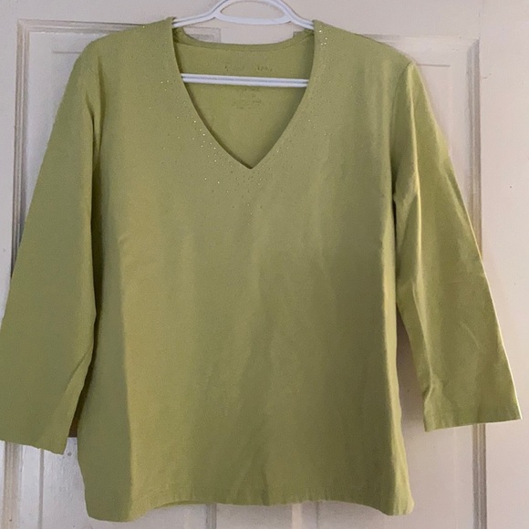 LimeGreen Cotton Top with Embellishments - Picture 1 of 2